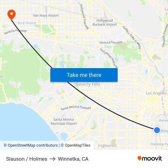 Slauson / Holmes to Winnetka, CA map