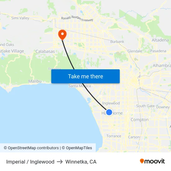 Imperial / Inglewood to Winnetka, CA map