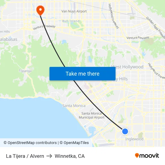 La Tijera / Alvern to Winnetka, CA map