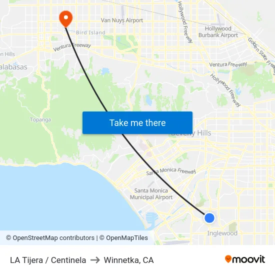 LA Tijera / Centinela to Winnetka, CA map