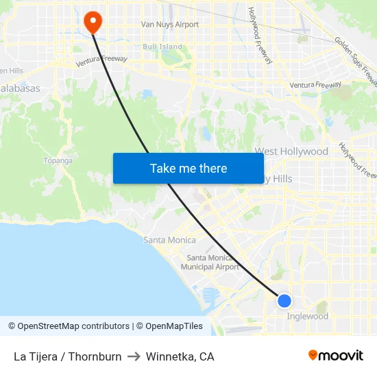 La Tijera / Thornburn to Winnetka, CA map