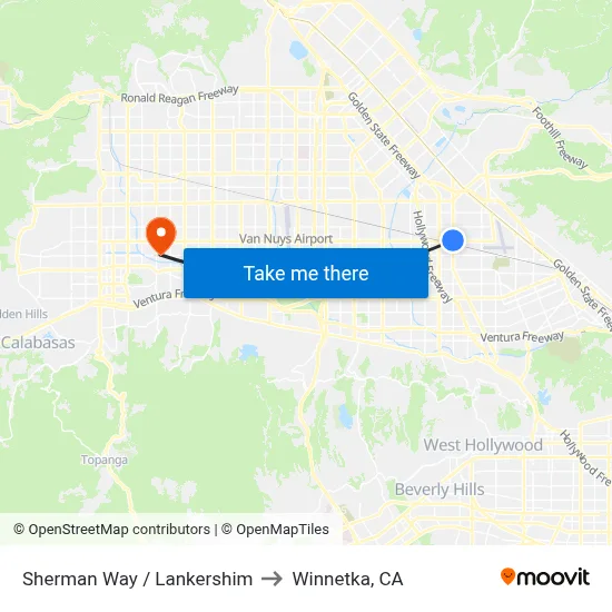 Sherman Way / Lankershim to Winnetka, CA map