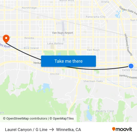 Laurel Canyon / G Line to Winnetka, CA map