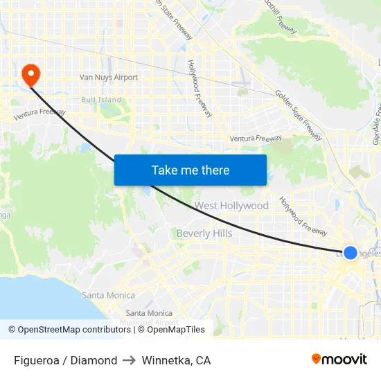 Figueroa / Diamond to Winnetka, CA map