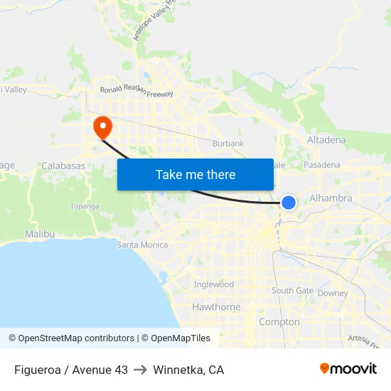 Figueroa / Avenue 43 to Winnetka, CA map