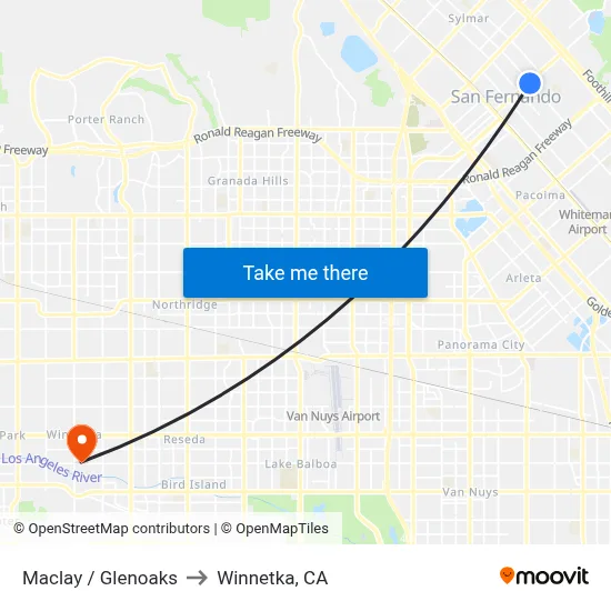 Maclay / Glenoaks to Winnetka, CA map