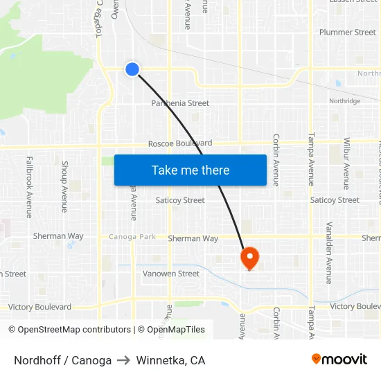 Nordhoff / Canoga to Winnetka, CA map