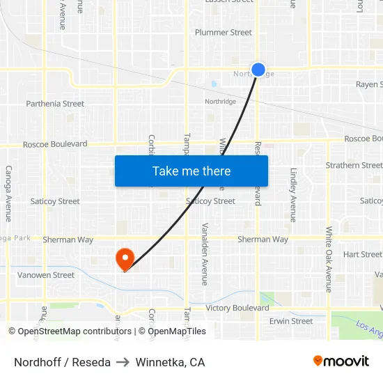 Nordhoff / Reseda to Winnetka, CA map