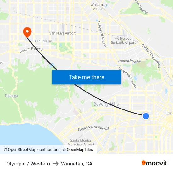 Olympic / Western to Winnetka, CA map