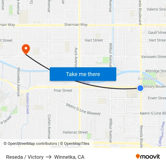 Reseda / Victory to Winnetka, CA map