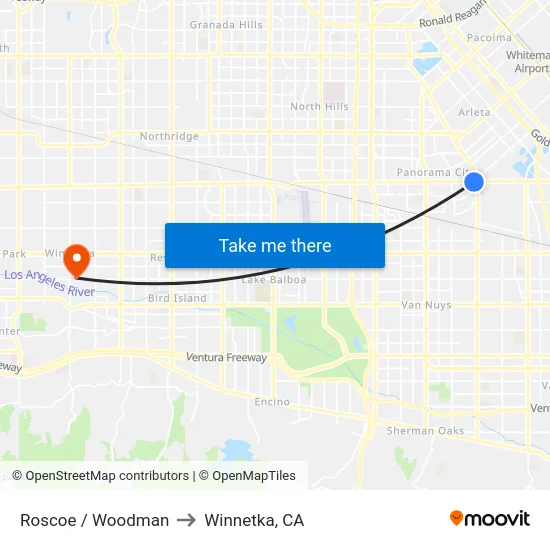 Roscoe / Woodman to Winnetka, CA map