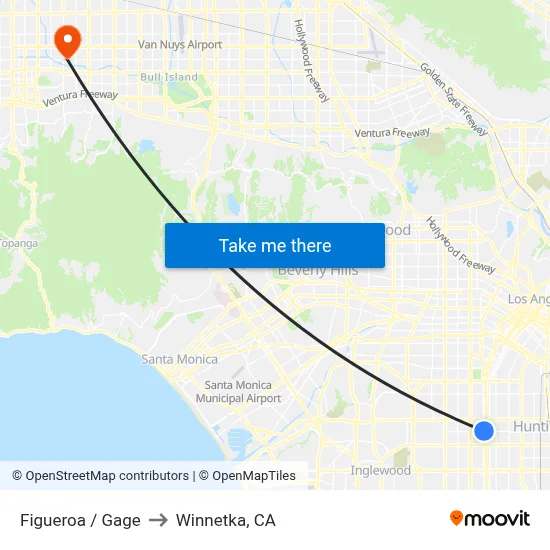 Figueroa / Gage to Winnetka, CA map