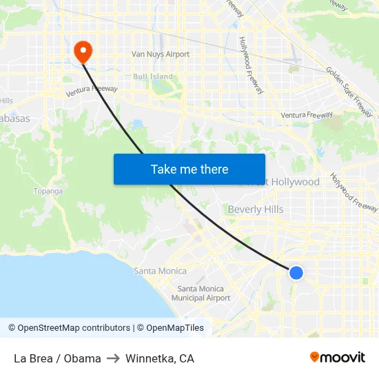 La Brea / Obama to Winnetka, CA map