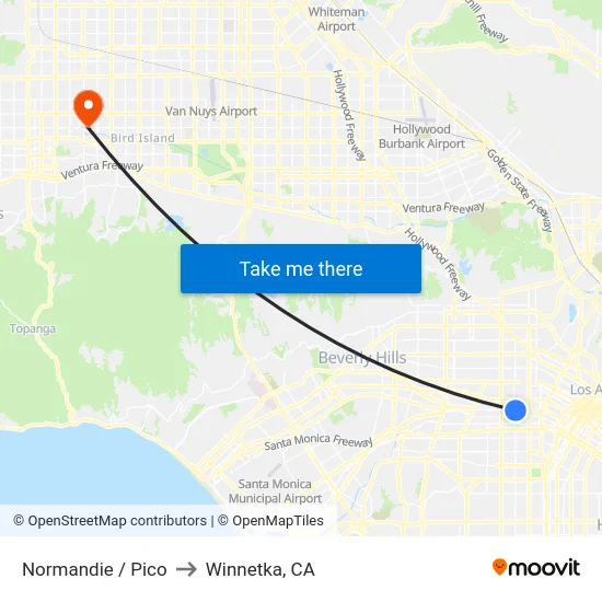 Normandie / Pico to Winnetka, CA map