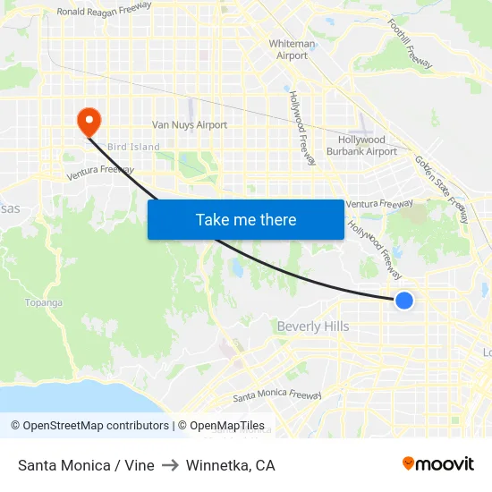 Santa Monica / Vine to Winnetka, CA map