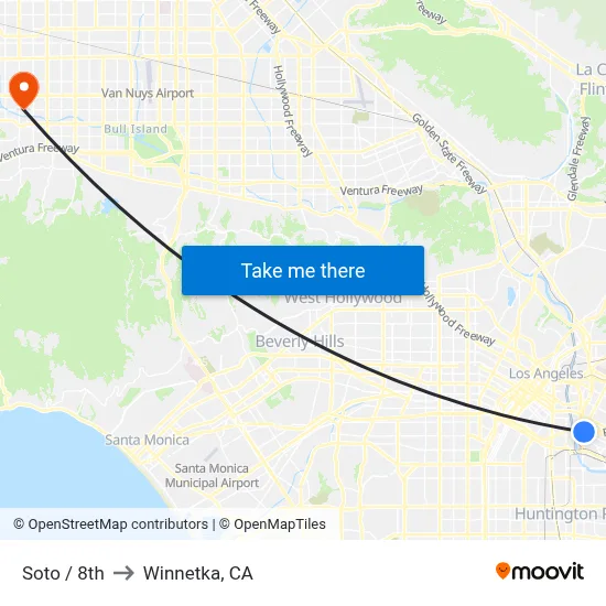 Soto / 8th to Winnetka, CA map