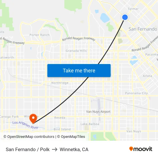 San Fernando / Polk to Winnetka, CA map