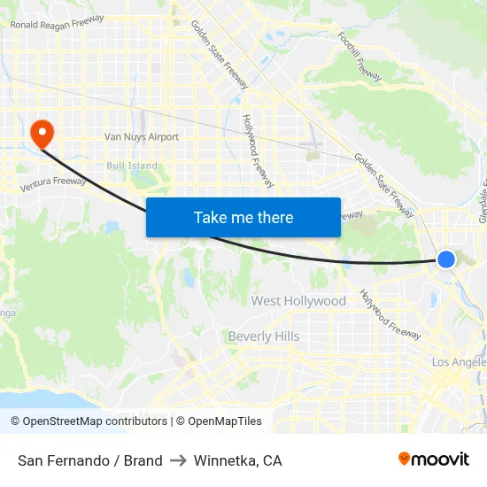 San Fernando / Brand to Winnetka, CA map