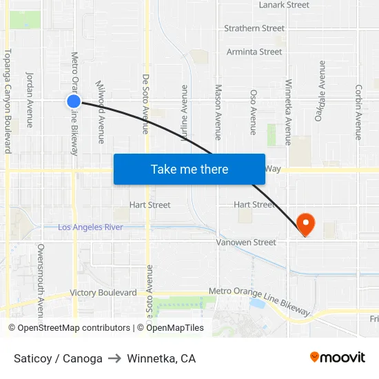 Saticoy / Canoga to Winnetka, CA map