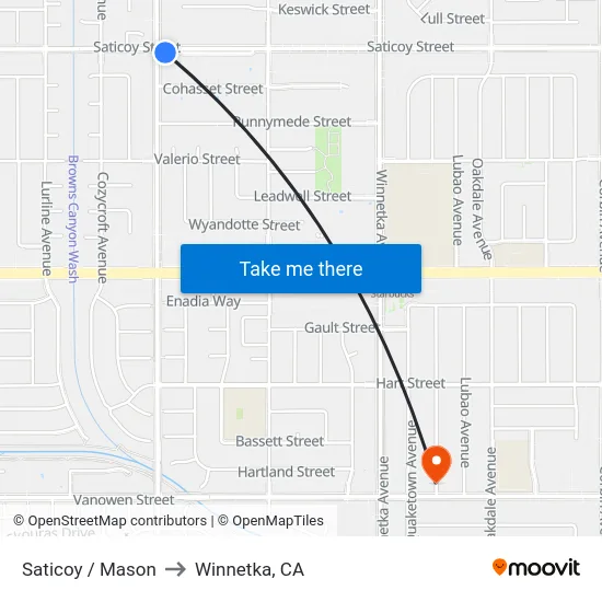 Saticoy / Mason to Winnetka, CA map