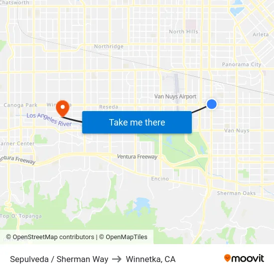 Sepulveda / Sherman Way to Winnetka, CA map
