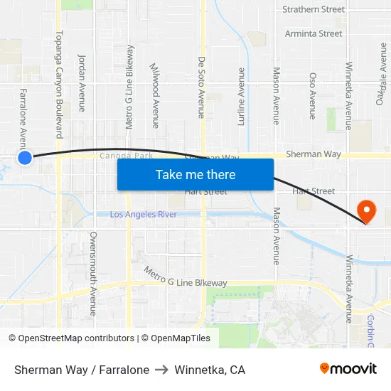 Sherman Way / Farralone to Winnetka, CA map