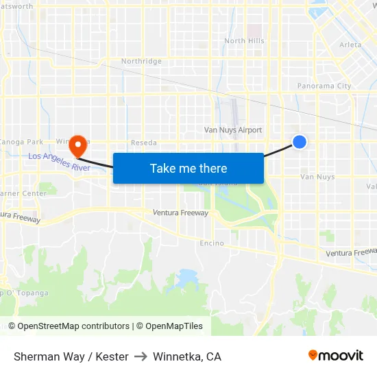 Sherman Way / Kester to Winnetka, CA map