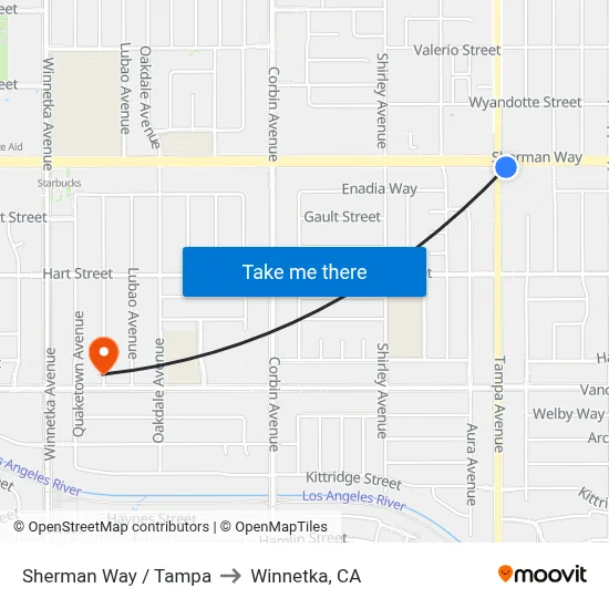 Sherman Way / Tampa to Winnetka, CA map