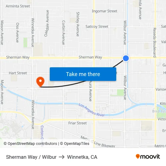 Sherman Way / Wilbur to Winnetka, CA map