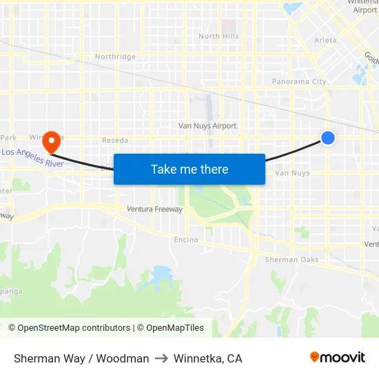 Sherman Way / Woodman to Winnetka, CA map