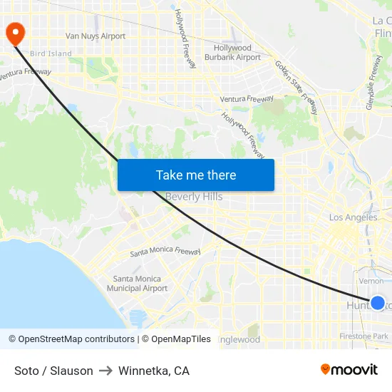 Soto / Slauson to Winnetka, CA map