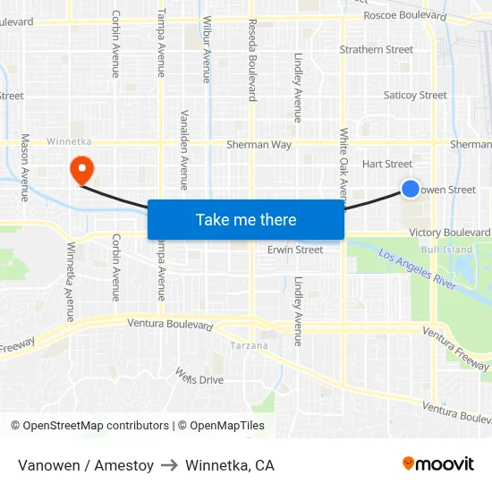 Vanowen / Amestoy to Winnetka, CA map