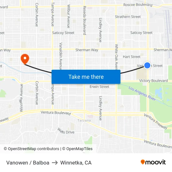 Vanowen / Balboa to Winnetka, CA map