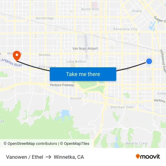 Vanowen / Ethel to Winnetka, CA map