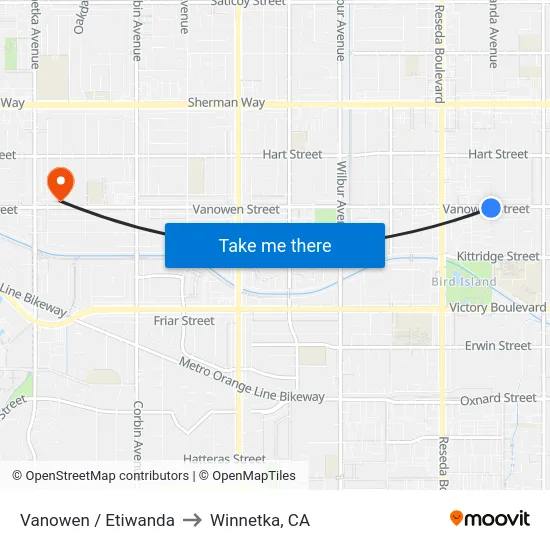 Vanowen / Etiwanda to Winnetka, CA map