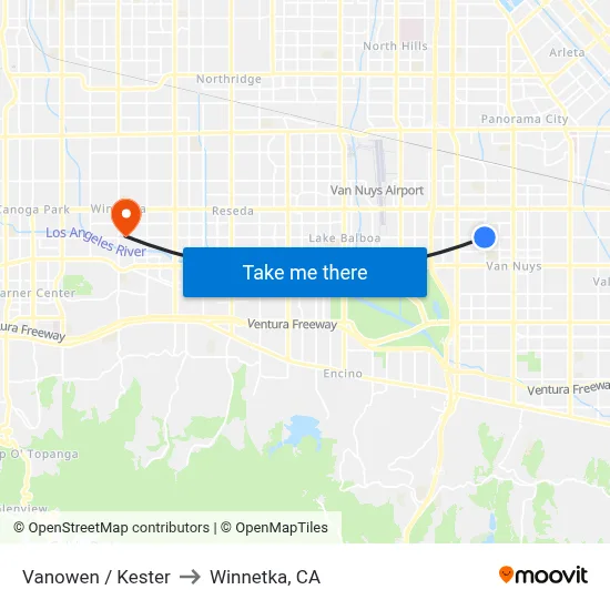Vanowen / Kester to Winnetka, CA map