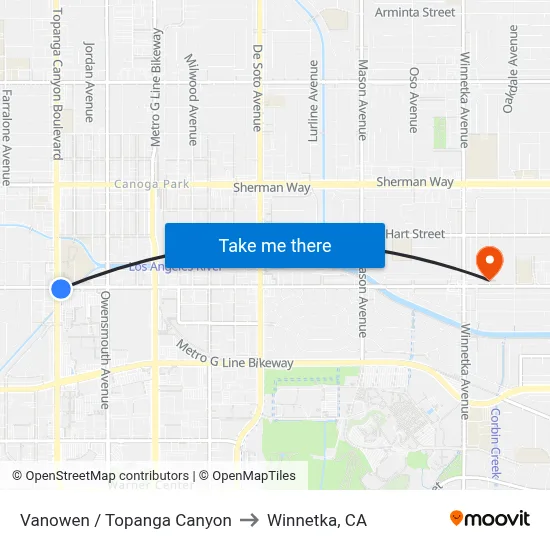 Vanowen / Topanga Canyon to Winnetka, CA map