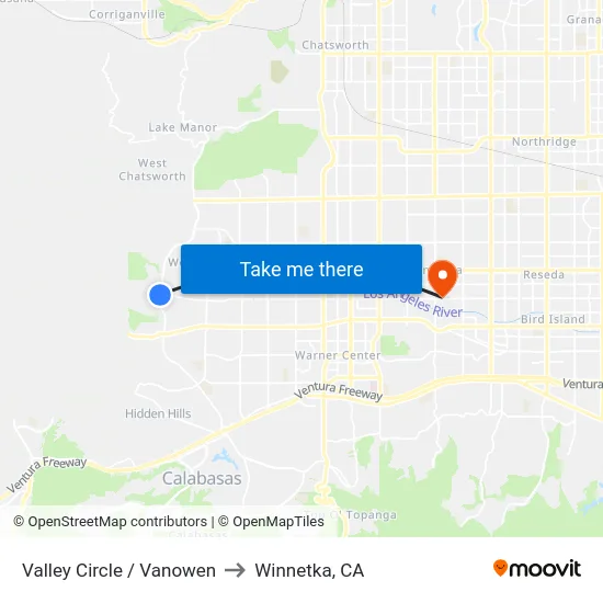 Valley Circle / Vanowen to Winnetka, CA map