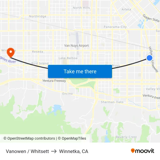 Vanowen / Whitsett to Winnetka, CA map