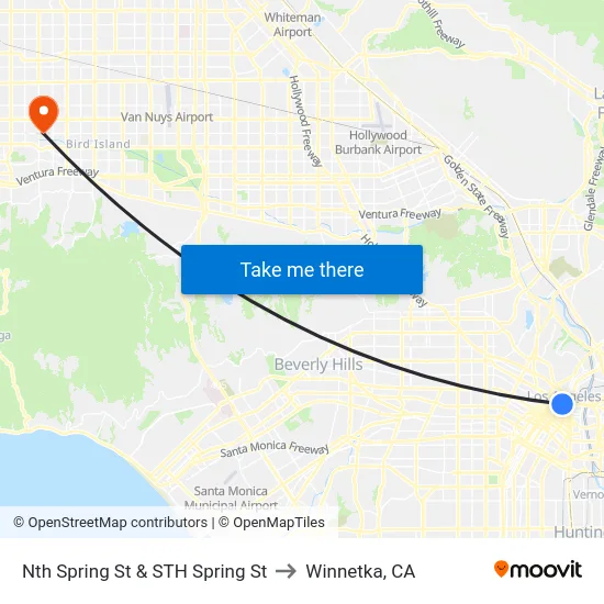 Nth Spring St & STH Spring St to Winnetka, CA map