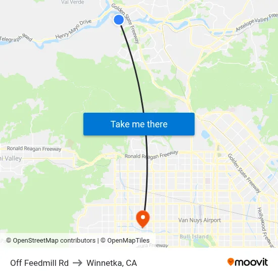 Off Feedmill Rd to Winnetka, CA map