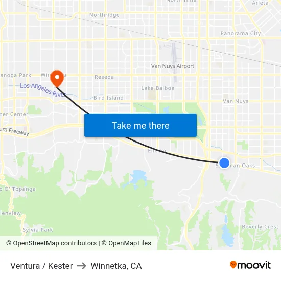 Ventura / Kester to Winnetka, CA map