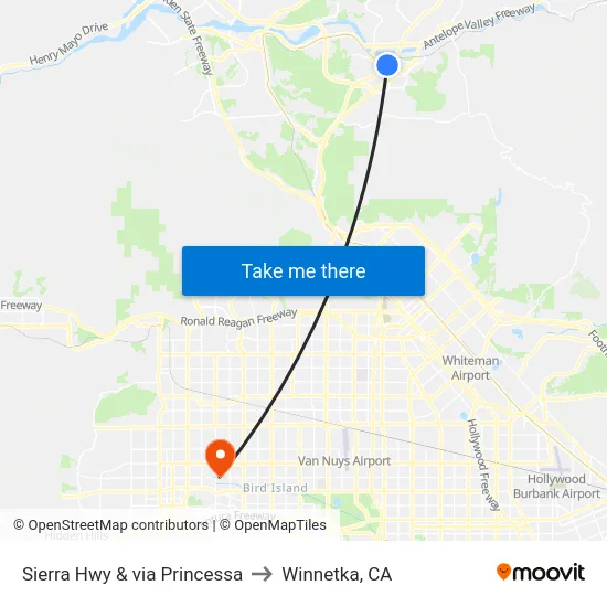 Sierra Hwy & via Princessa to Winnetka, CA map