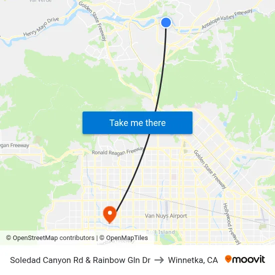 Soledad Canyon Rd & Rainbow Gln Dr to Winnetka, CA map