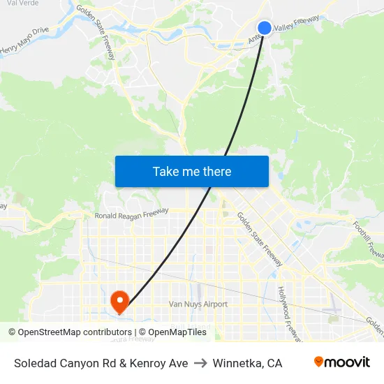 Soledad Canyon Rd & Kenroy Ave to Winnetka, CA map