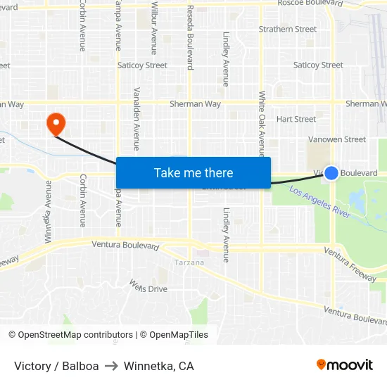 Victory / Balboa to Winnetka, CA map