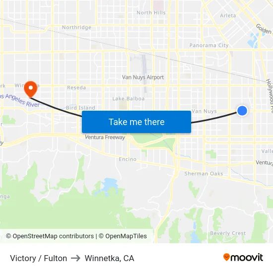 Victory / Fulton to Winnetka, CA map