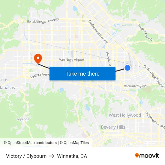 Victory / Clybourn to Winnetka, CA map