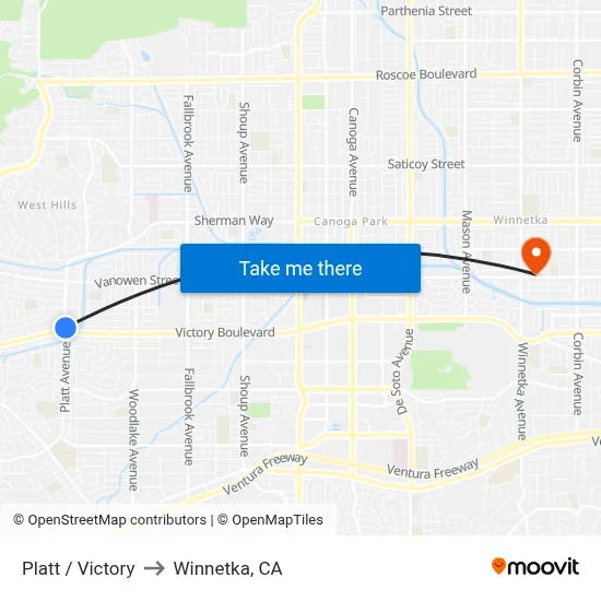 Platt / Victory to Winnetka, CA map