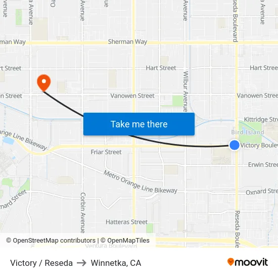 Victory / Reseda to Winnetka, CA map